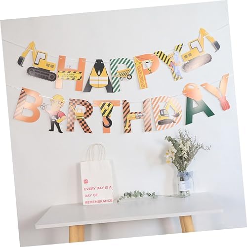 2pcs Excavator Themed Birthday Banners for Boys and Girls