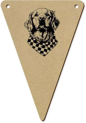 5 x 140mm Golden Retriever with Bandana Wooden Bunting Flags