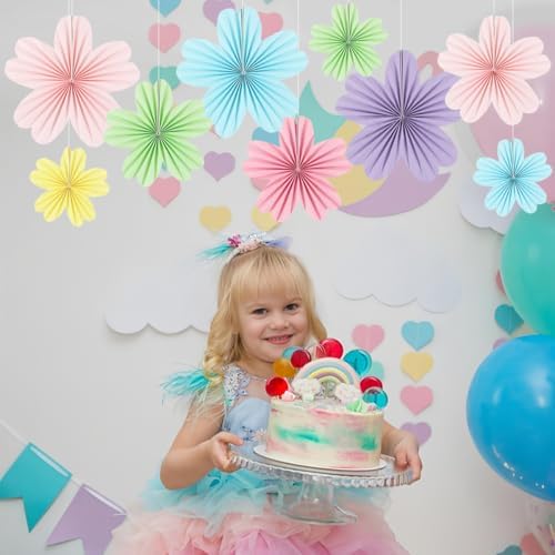 Zilue Paper Fans Decor Pack of 9 Pastel