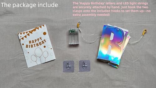 13ft Waterproof LED Birthday Banner with Iridescent Letters