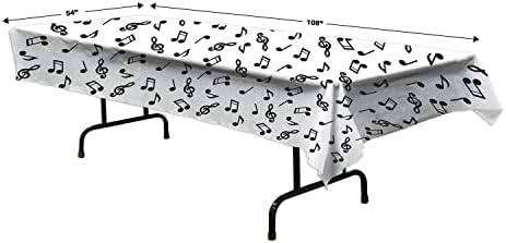 Beistle Musical Notes Tablecover White Black 50s Rock and Roll