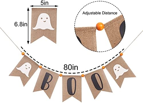 Boo Burlap Halloween Banner with Ghost and Fireplace Garland
