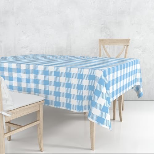 3 Pcs Light Blue Checkered Tablecloth for Outdoor Picnic and Party