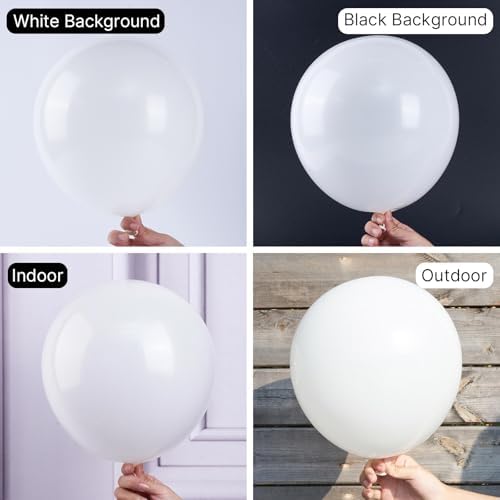 PartyWoo 120 White Balloons Different Sizes Decoration Kit
