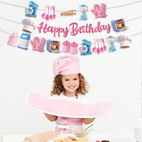 Bake Party Banners 3Pcs Happy Birthday Garland for Kids Birthday Celebrations