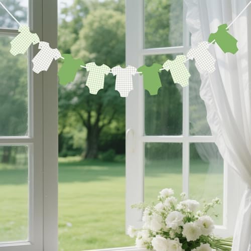 ALISSAR Green Gingham Bodysuit Baby Shower Banner