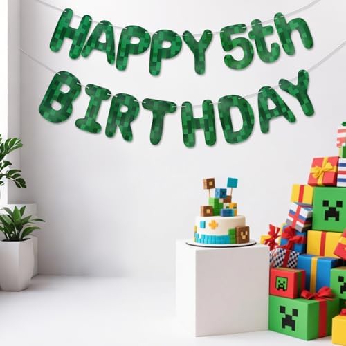 Minecraft Birthday Banner for Kids Parties and Gaming Events
