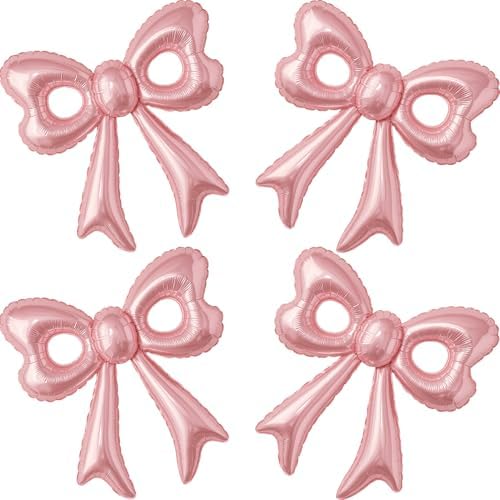 4 Pcs Pink Bow Balloons 31 Inch Party Decorations