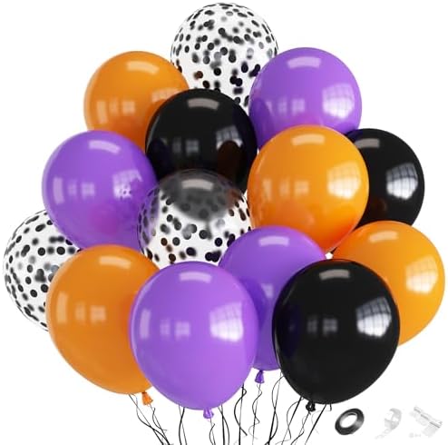 70pcs Orange Purple Black Balloons for Halloween Party Decorations