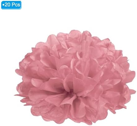 PATIKIL 6 Inch Grey Pink Tissue Pom Poms Flowers 20 Pack