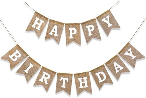 Happy Birthday Banner Pre Strung Burlap 9ft Birthday Decorations