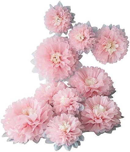 Mybbshower Paper Flower Decorations Pack of 9