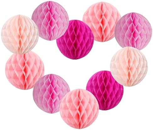 Hanging Honeycomb Decor Hot Pink Party Balls Set of 16