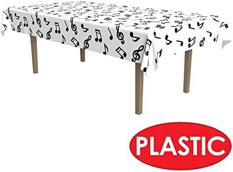 Beistle Musical Notes Tablecover White Black 50s Rock and Roll