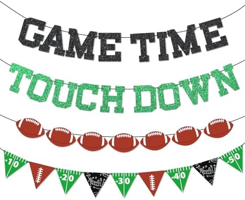 Qyeahkj 4Pcs Football Party Banners - Ready to Hang