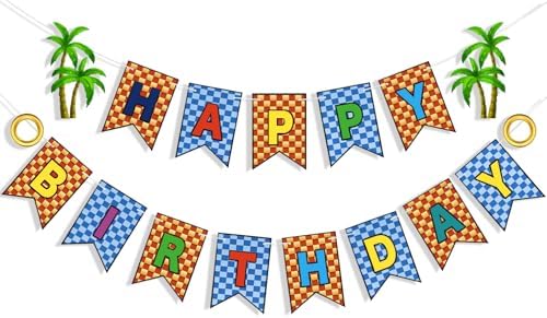 Happy Birthday Banner Decorations with Hedgehog Theme