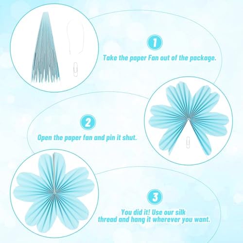 Zilue Paper Fans Decor Pack of 9 Pastel