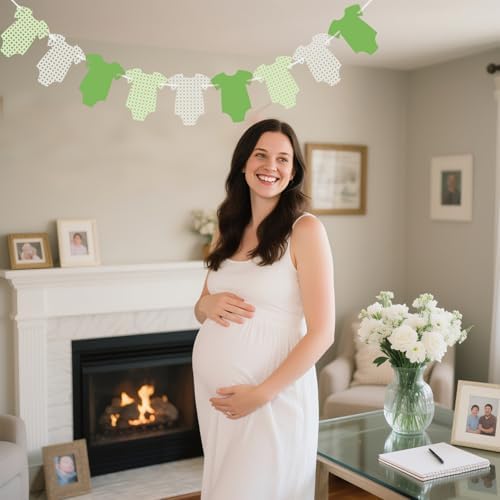ALISSAR Green Gingham Bodysuit Baby Shower Banner