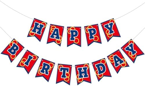 Red Blue and Golden Rings Birthday Banner