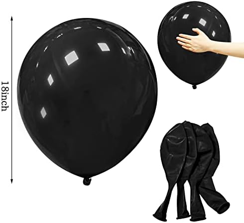 18 Inch Black Balloons 12 Pack for Party Decorations