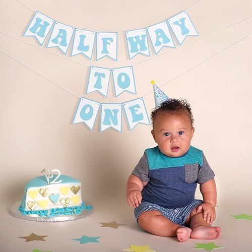 Blue Half Way To One Birthday Banner Decor