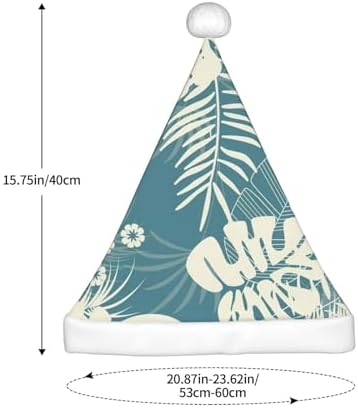 QINZHENG Velvet Santa Hat with Leaves Print