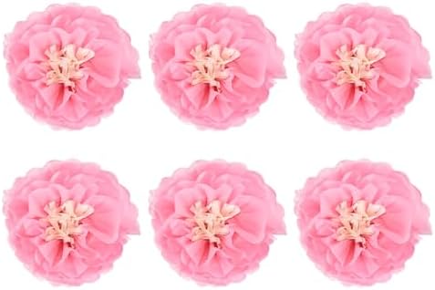 Rebower 6 Pcs Pink Paper Flowers 8 Inch Decor