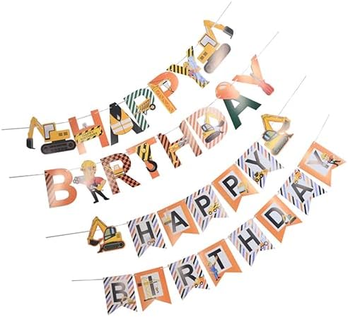 Milisten 2pcs Car Themed Birthday Hanging Flags