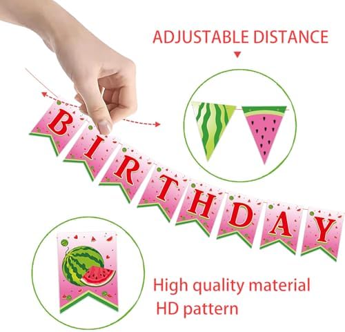 Watermelon Birthday Banner Happy Summer Party Decor