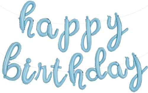 TONIFUL Light Blue Happy Birthday Balloons Banner