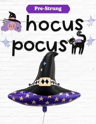 Hocus Pocus Halloween Banner and Witch Hat Balloon