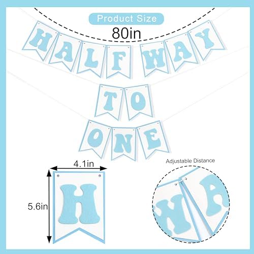 Blue Half Way To One Birthday Banner Decor