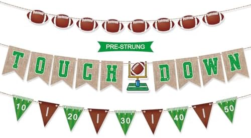 Pre-Strung 6ft Green Football Touchdown Banner for Parties