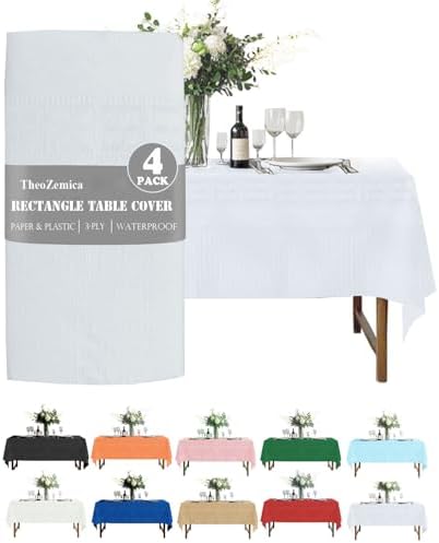 TheoZemica 4 Pack Waterproof Table Covers 54x108 Inches