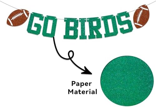 Go Birds Banner - Green Glitter Football Game Decor
