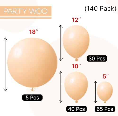 PartyWoo Apricot Balloons 140PCS for Party Decorations