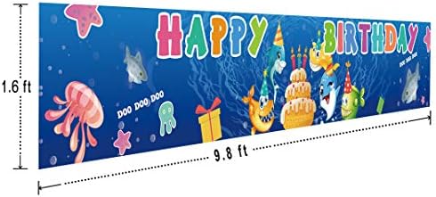 Large Cute Shark Birthday Banner for Kids