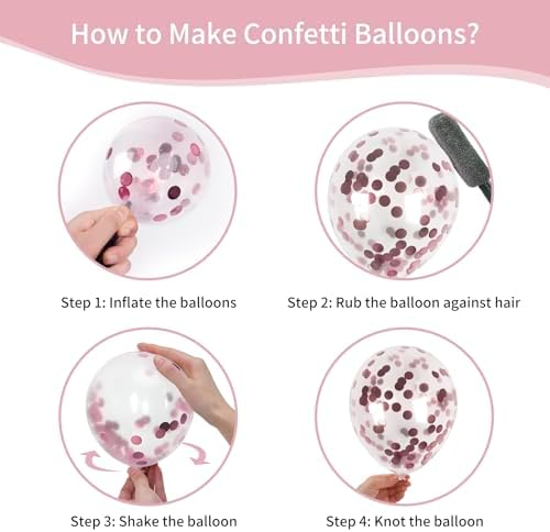 RUBFAC 65pcs Pink Gold Balloons Party Kit