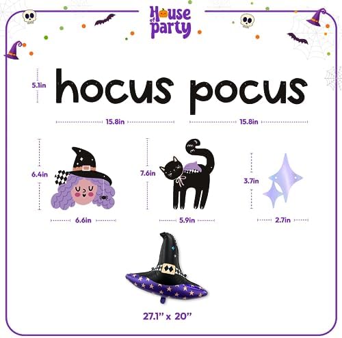 Hocus Pocus Halloween Banner and Witch Hat Balloon