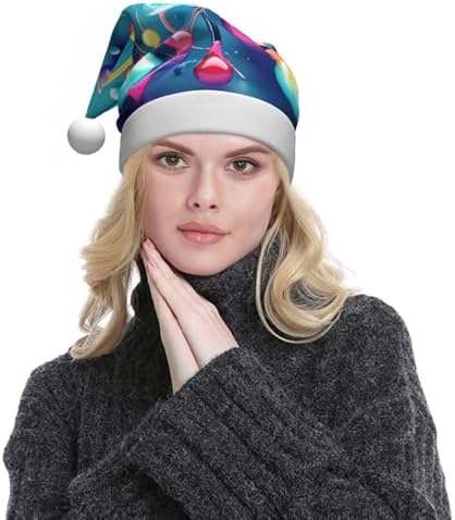 QINZHENG 3D Print Santa Hat with Abstract Science Design