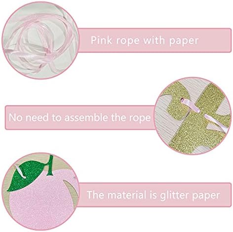 Sweet As A Peach Banner Glitter Pink Birthday Party Decor