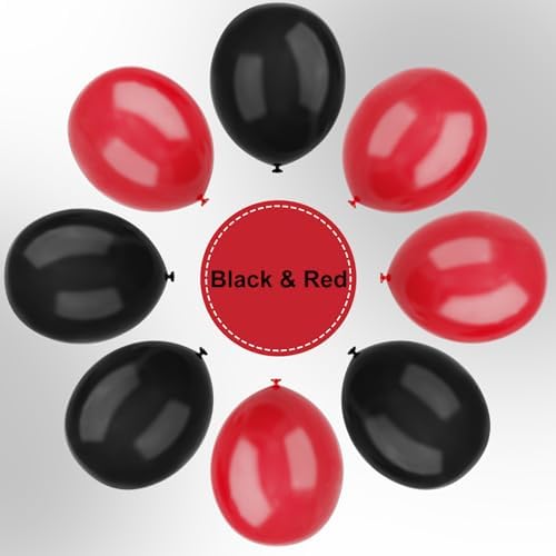 Red and Black Latex Balloons 12 Inch Party Decor Set