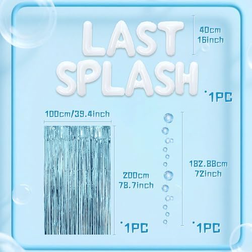 Last Splash Banner Balloons Blue White Coastal Bachelorette Decor