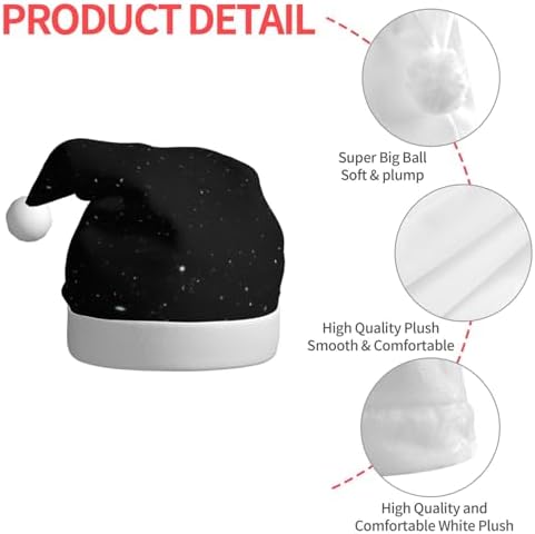 QINZHENG Personalized Santa Hat with Black Glitter Print for Women and Adults