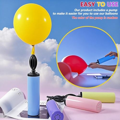Thickened 12 Inch Birthday Balloons 100Pcs with Pump and Ribbon