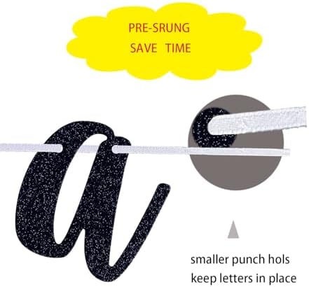 Black Glitter Tale As Old As Time Pre-Strung Banner
