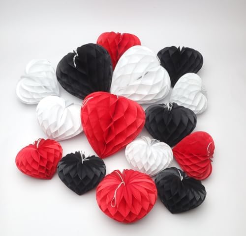 Honeycomb Ball Paper Hearts 15pcs Party Decorations