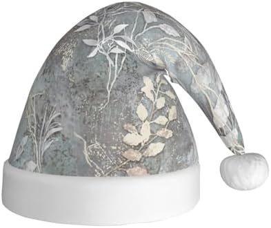 QINZHENG Blue Grace Flora Print Santa Hat for Women