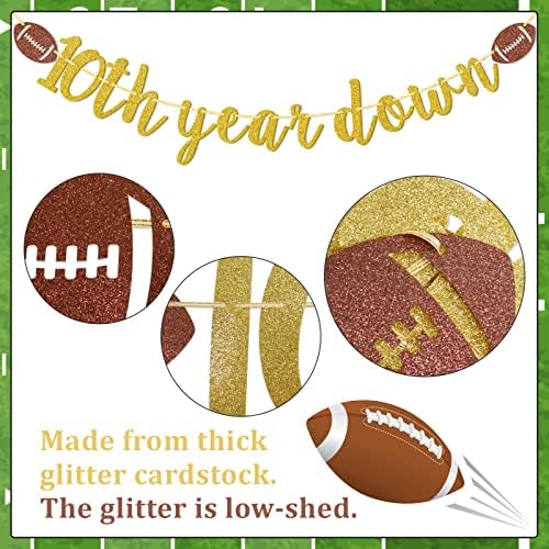 10th Year Down Glitter Football Banner