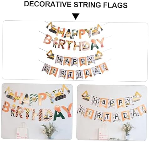 Milisten 2pcs Car Themed Birthday Hanging Flags